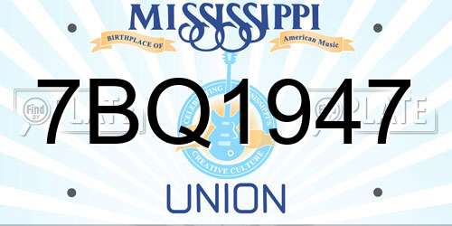 7BQ1947 Mississippi License Plate