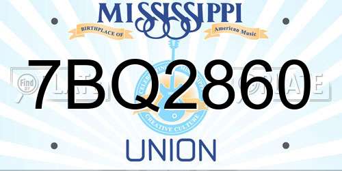 7BQ2860 Mississippi License Plate