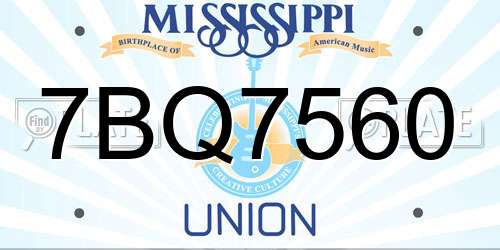 7BQ7560 Mississippi License Plate
