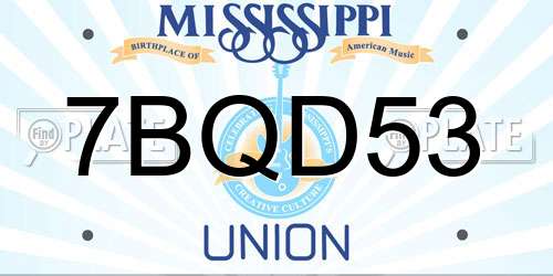 7BQD53 Mississippi License Plate