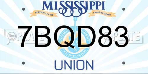 7BQD83 Mississippi License Plate