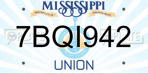 7BQI942 Mississippi License Plate