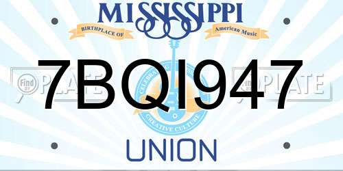 7BQI947 Mississippi License Plate