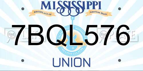 7BQL576 Mississippi License Plate