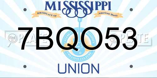 7BQO53 Mississippi License Plate