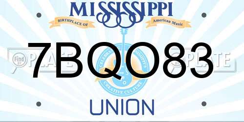 7BQO83 Mississippi License Plate