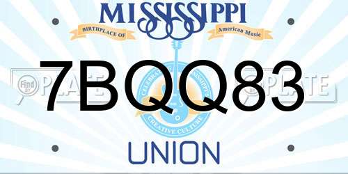 7BQQ83 Mississippi License Plate