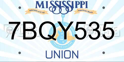 7BQY535 Mississippi License Plate
