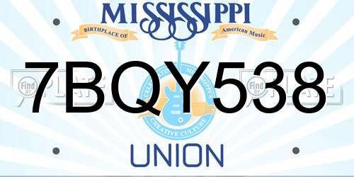 7BQY538 Mississippi License Plate