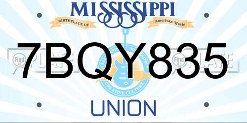 7BQY835 Mississippi License Plate