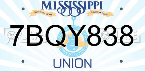 7BQY838 Mississippi License Plate