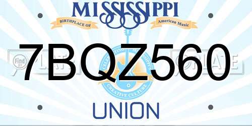 7BQZ560 Mississippi License Plate