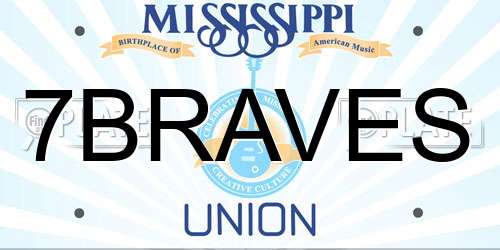 7BRAVES Mississippi License Plate