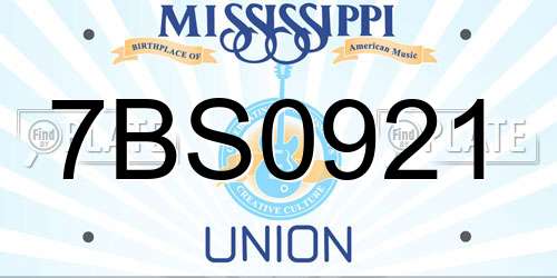 7BS0921 Mississippi License Plate