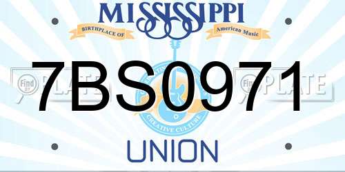 7BS0971 Mississippi License Plate