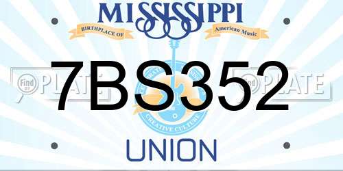 7BS352 Mississippi License Plate
