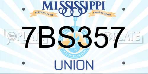 7BS357 Mississippi License Plate