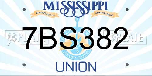 7BS382 Mississippi License Plate