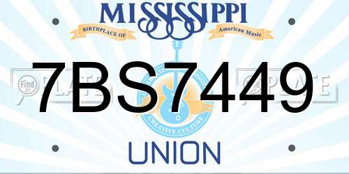 7BS7449 Mississippi License Plate