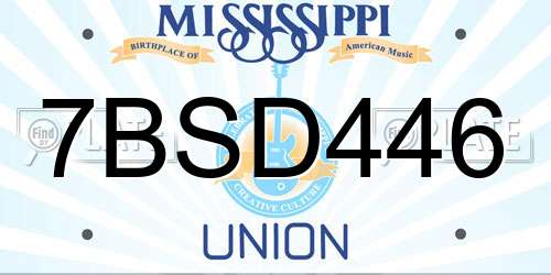 7BSD446 Mississippi License Plate