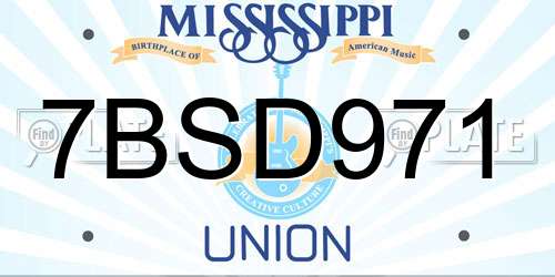 7BSD971 Mississippi License Plate