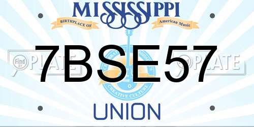 7BSE57 Mississippi License Plate