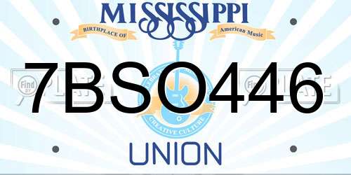 7BSO446 Mississippi License Plate