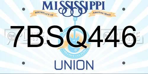 7BSQ446 Mississippi License Plate