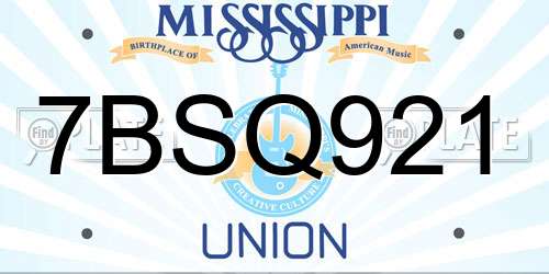 7BSQ921 Mississippi License Plate