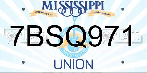 7BSQ971 Mississippi License Plate