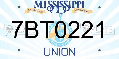 7BT0221 Mississippi License Plate