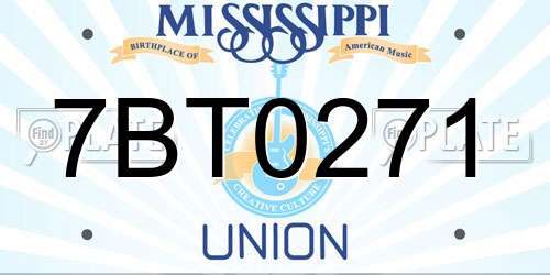 7BT0271 Mississippi License Plate