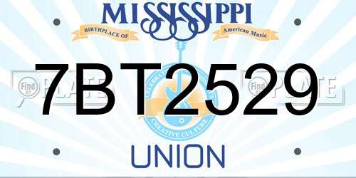 7BT2529 Mississippi License Plate