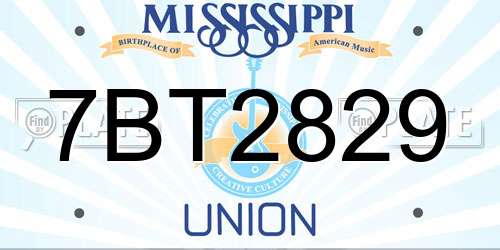 7BT2829 Mississippi License Plate