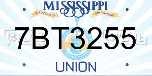 7BT3255 Mississippi License Plate