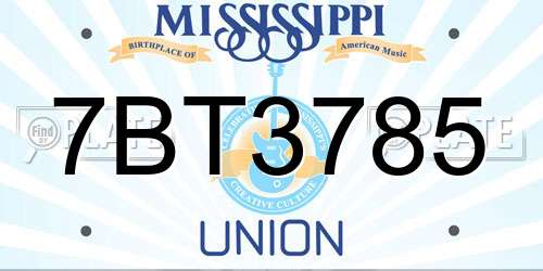 7BT3785 Mississippi License Plate