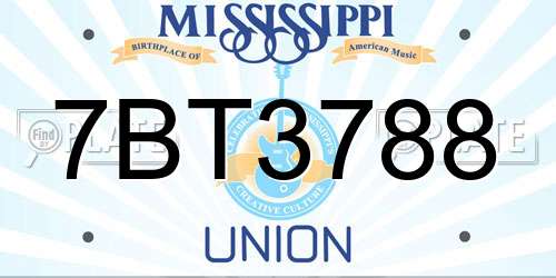 7BT3788 Mississippi License Plate