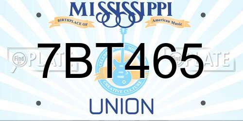 7BT465 Mississippi License Plate