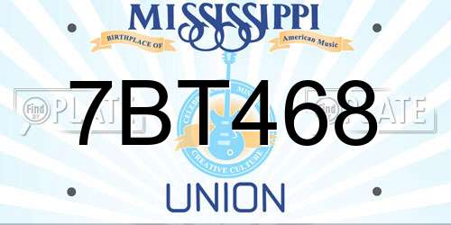 7BT468 Mississippi License Plate