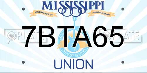 7BTA65 Mississippi License Plate