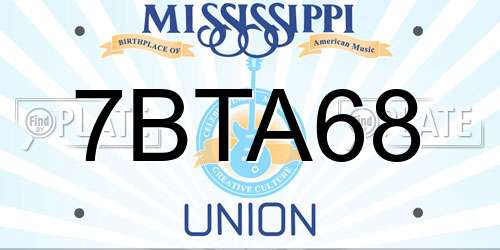 7BTA68 Mississippi License Plate