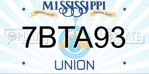 7BTA93 Mississippi License Plate