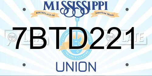 7BTD221 Mississippi License Plate