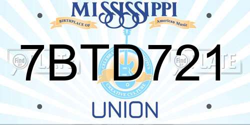 7BTD721 Mississippi License Plate