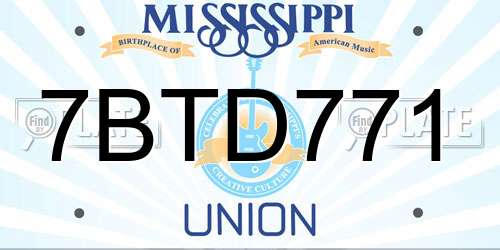 7BTD771 Mississippi License Plate