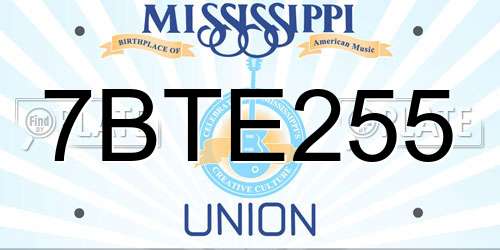 7BTE255 Mississippi License Plate