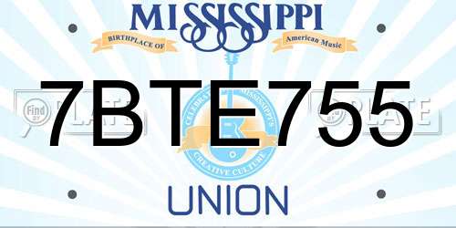 7BTE755 Mississippi License Plate