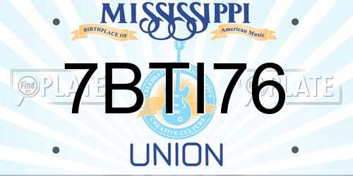 7BTI76 Mississippi License Plate