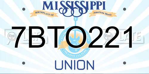 7BTO221 Mississippi License Plate