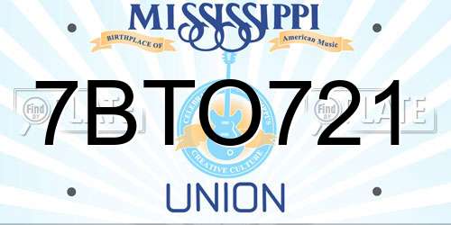 7BTO721 Mississippi License Plate
